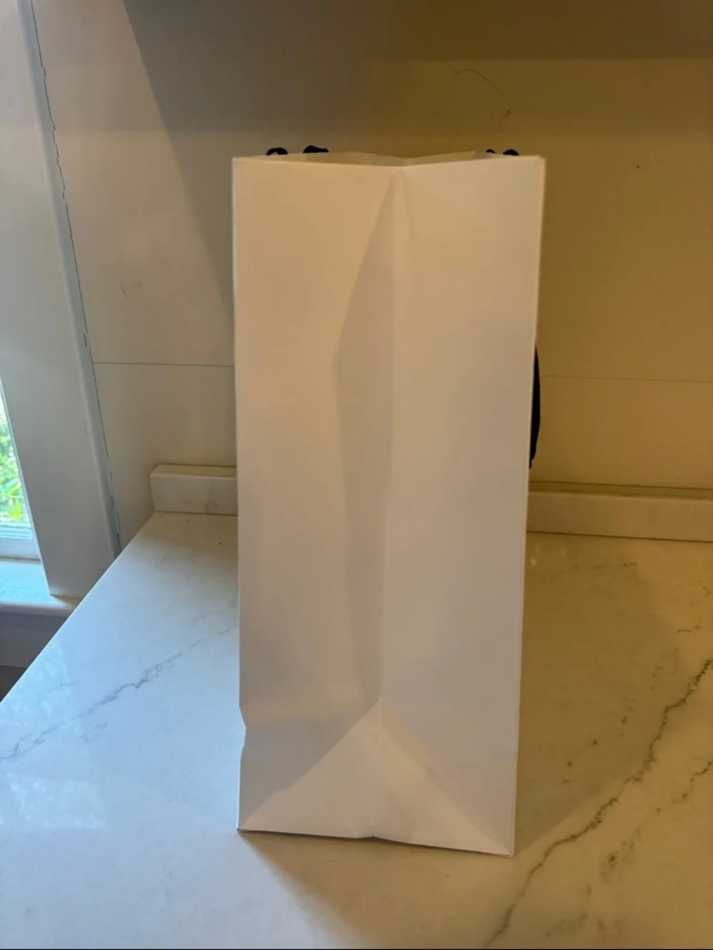 Celine White Shopper Bag with Black Ribbon Handles approx 16x26x7
